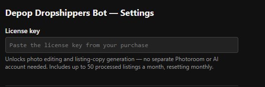 License key field in the bot settings
